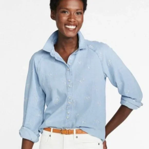 Bean Tops Ll Bean Womens Signature Denim Shirt Nwt Size M